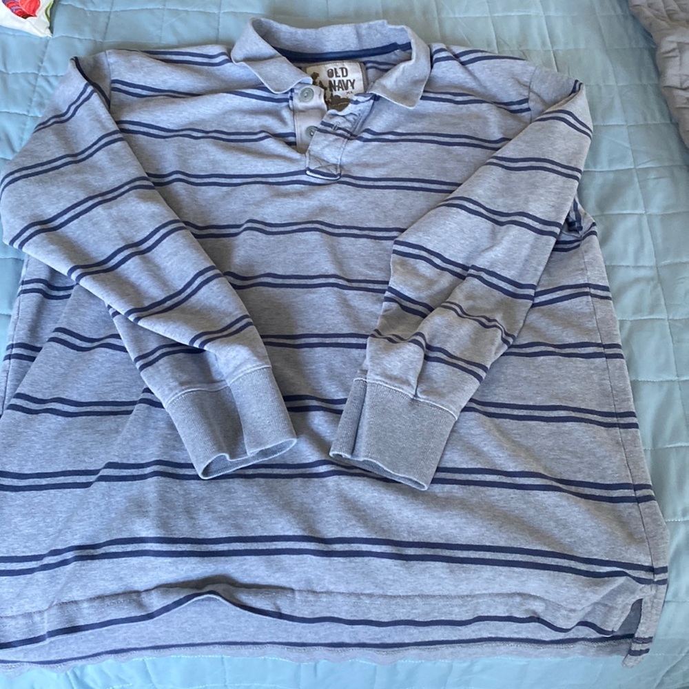 Old Navy XL rugby shirt.  Gray with blue stripes.